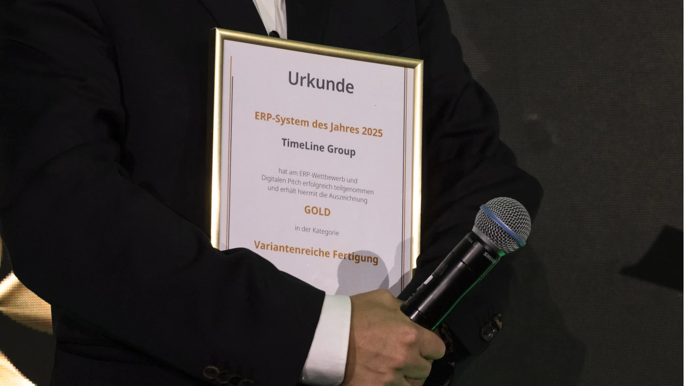 Gold-Urkunde beim ERP-System des Jahres 2025